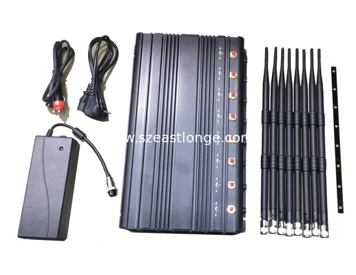 8 Antennas UHF VHF Signal Jammer Indoor Car Use Remote Control 40 Meters Radius